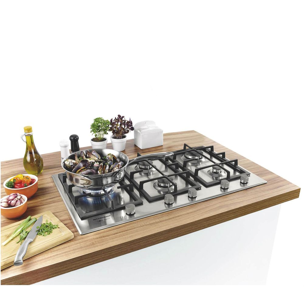 Cooktop 5 bocas Brastemp Gourmand Inox com duplachama e trempe com