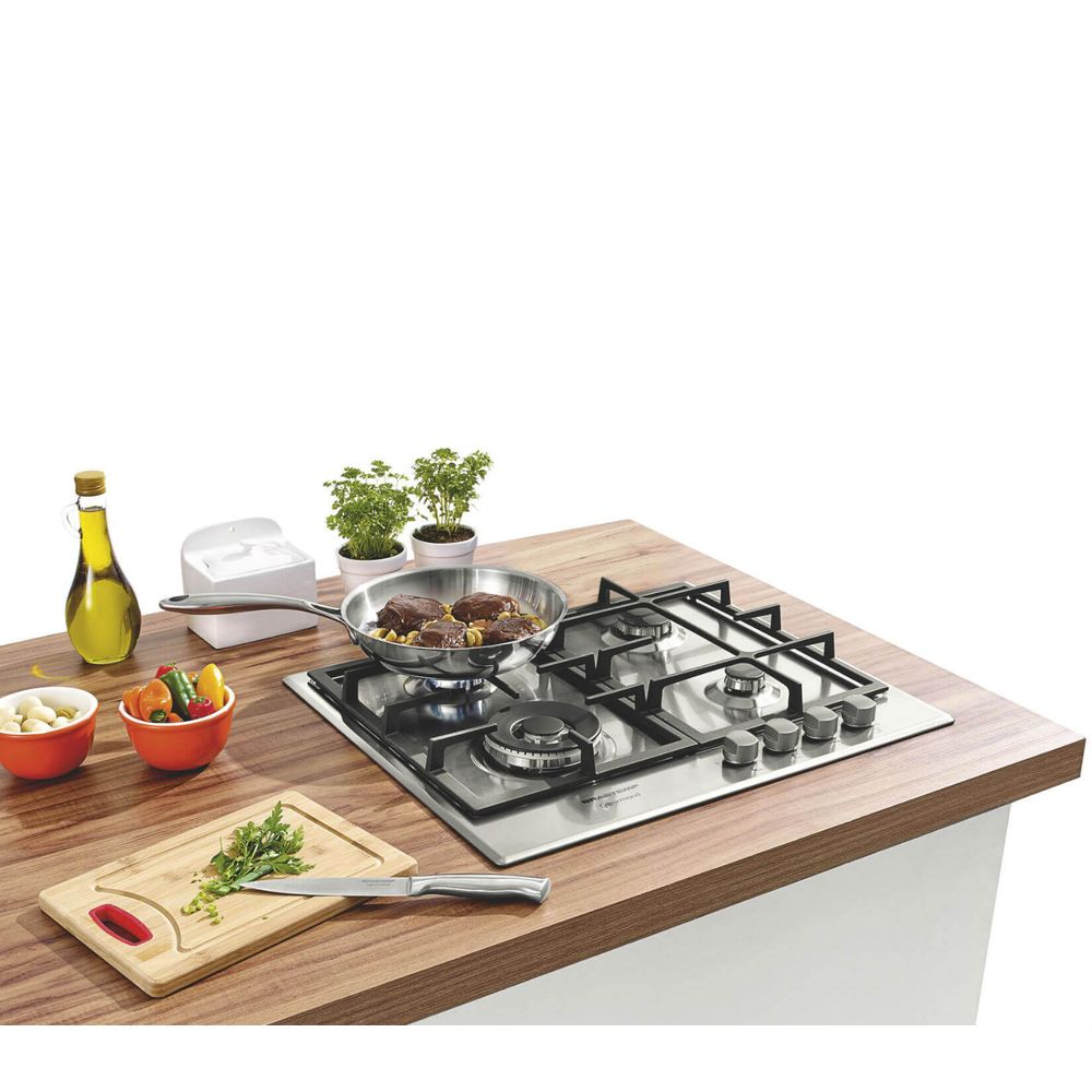 Cooktop 4 bocas Brastemp Gourmand Inox com duplachama e trempe com