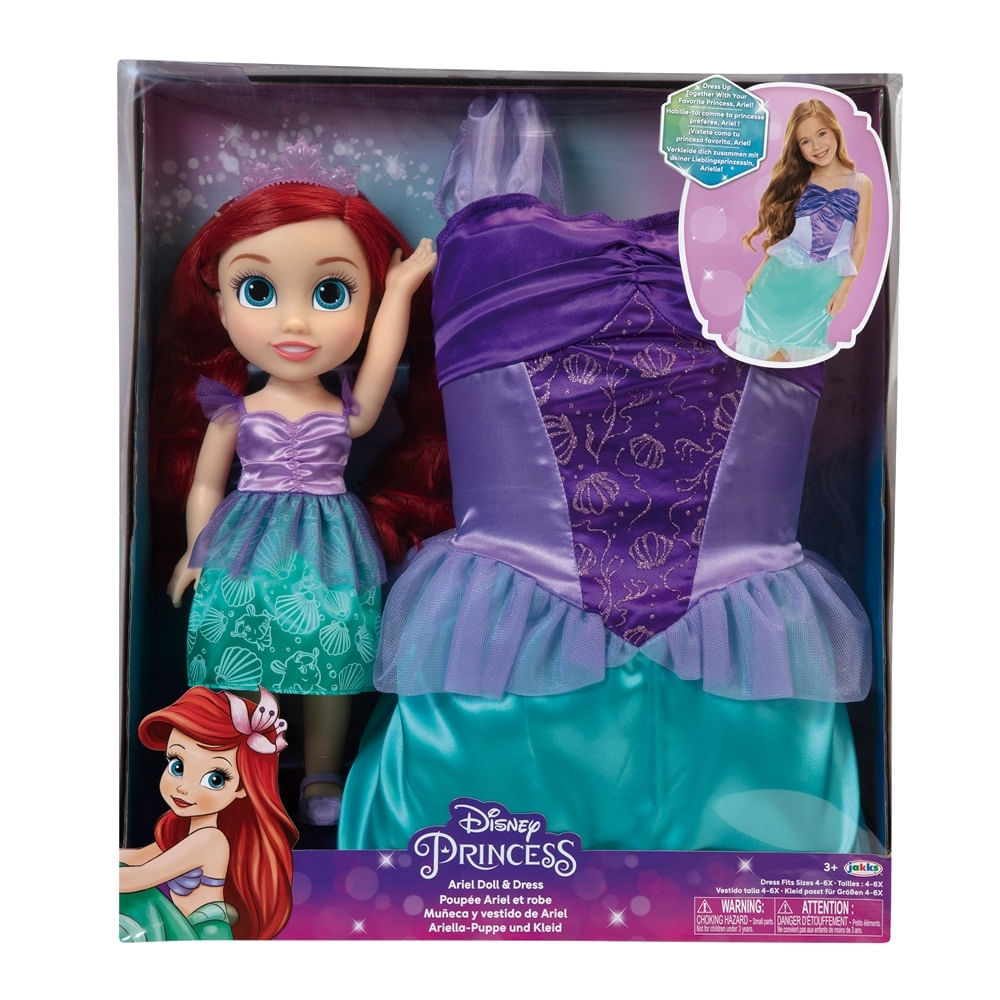 Boneca Princesas Disney Ariel com Fantasia Infantil Multikids - BR1932 -  Laser Eletro