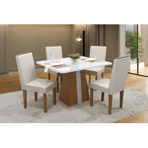 Mesa São Carlos Sublime Retangular 4 Cadeiras Ávila Cinamomo/Off White Assento Areia