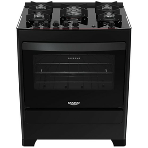 Fogão 5 Bocas Dako Supreme Glass Preto com Mesa de Vidro
