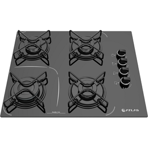 Cooktop 4 Bocas Atlas Agile Up Glass Preto Mesa de Vidro