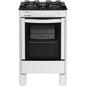 Fogão 4 Bocas Esmaltec Agata Glass Branco Mesa de Vidro com Acendimento Automático