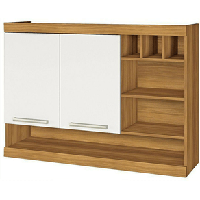 Armário Aéreo Nesher Burguesa Premium 120cm 2 Portas e Adega Freijó/Branco