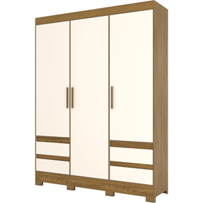 Roupeiro Henn B55 3 Portas 4 Gavetas Nature/Off White