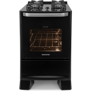 Fogão 4 Bocas Suggar FGVBG410 Best Glass Preto com Mesa de Vidro