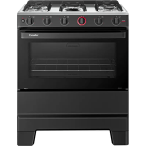 Fogão 5 Bocas Esmaltec Ideal Super 5121 Preto F5IAP Mesa de Inox com Acendimento Automático