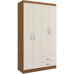 Roupeiro Doripel Toronto Nogueira/Off White 4 Portas 2 Gavetas com Pés