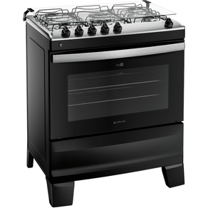 Fogão 5 Bocas Atlas Agile Up Preto com Mesa de Inox